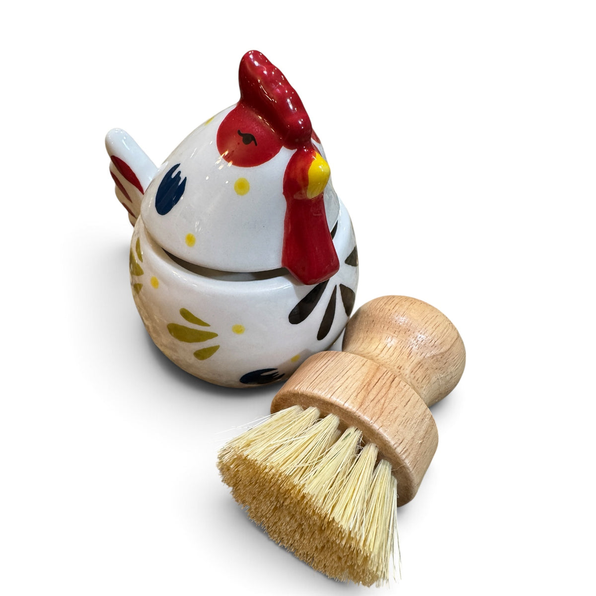 Chicken Lemon Essential Oil Dish Soap Ramekin and Brush